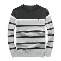 pull uni en coton coupe ajustee ralph lauren rayure gray